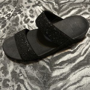 Fitflop Black Sequins Slide Sandals, Size 10, Worn, No Box, No trade!